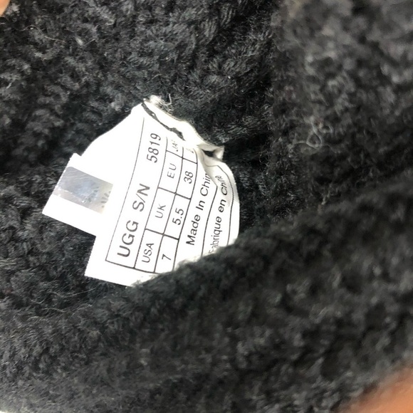 UGG Women’s Crochet Shearling Classic Cardy Black Knit Fold Over Button Boots - Picture 9 of 9